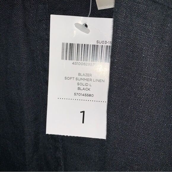 🆕 NEW CHICO'S Linen Blazer Women's Medium Black Summer Jacket Lightweight Beach - Picture 5 of 10